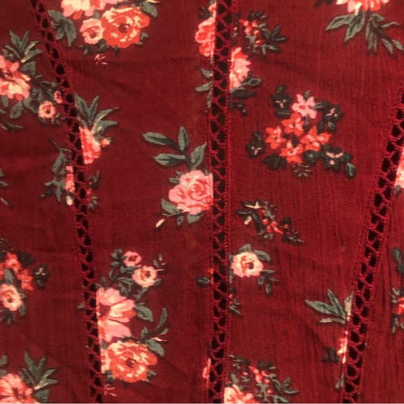 En Creme 100% Rayon Floral Flare Sleeves Mini Dress Large - Picture 5 of 7